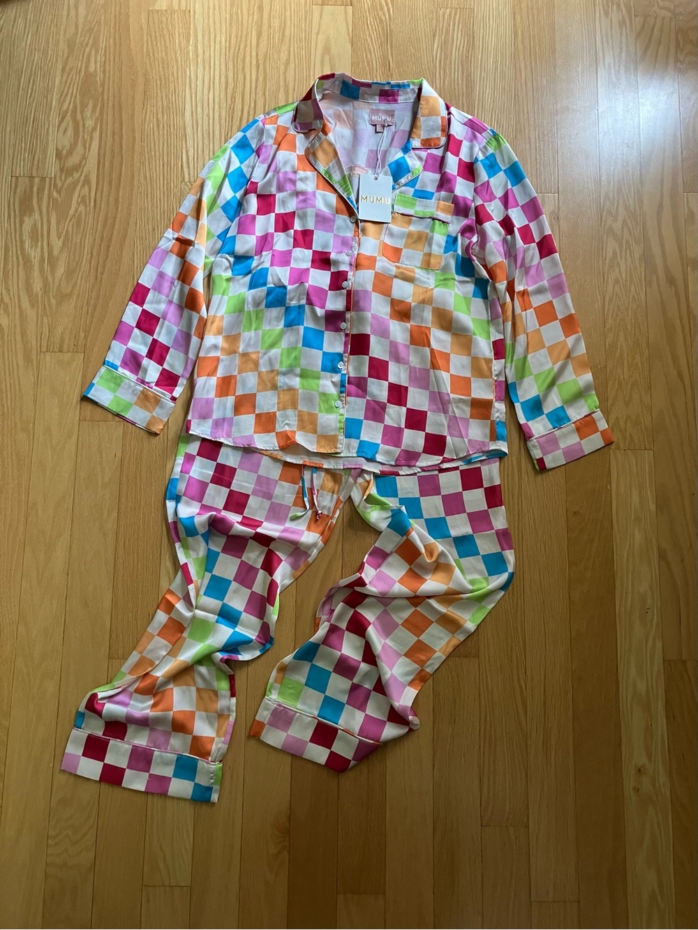 NWT Show Me Your MuMu Multicolor Check Pajama Set